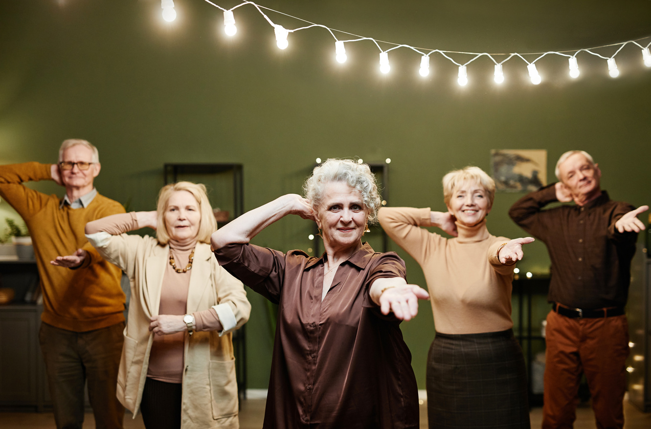 Group of Active Seniors Dancing